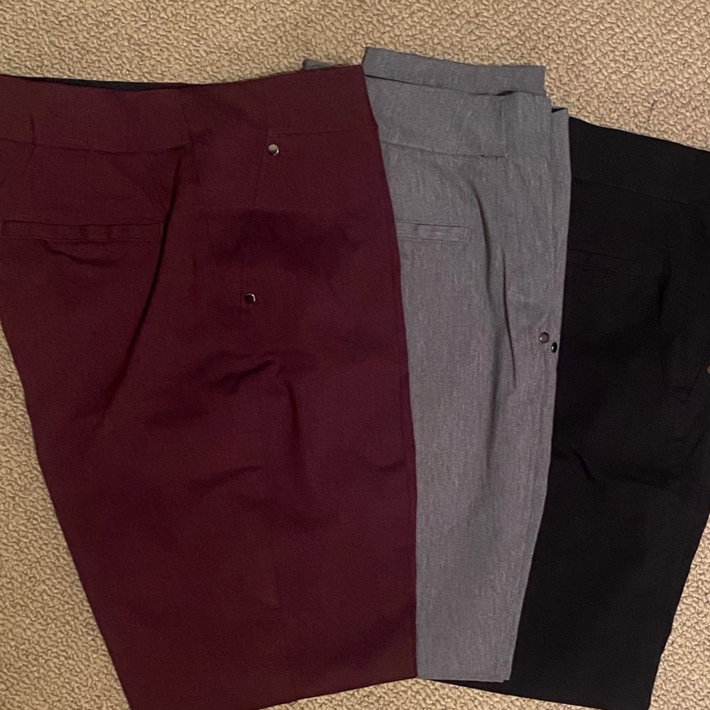 Maurices Burgundy, Gray, and Black Pants.